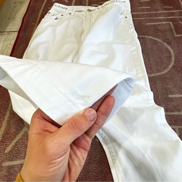 Vintage White Tommy Hilfiger High Rise Stamped Logo Waist Band Size 6 - Picture 8 of 14